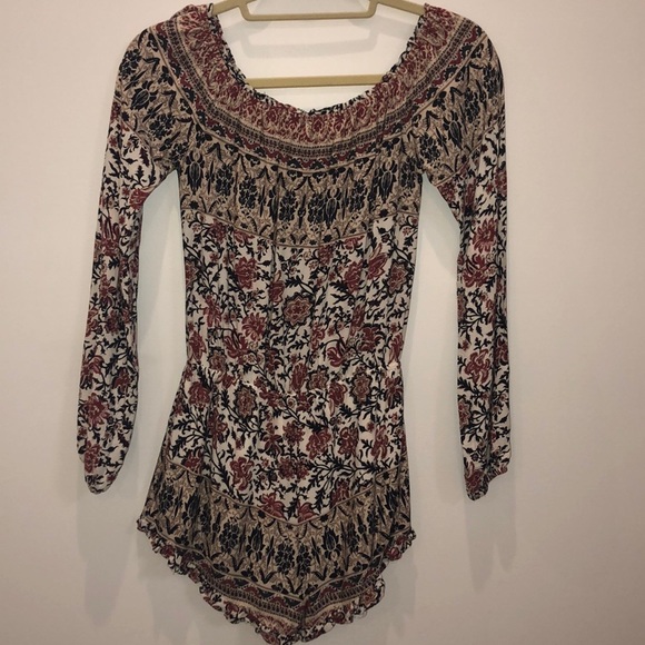 Cotton Candy Off Shoulder Long Sleeve Fall Patriotic Paisley Romper Small - Picture 3 of 8